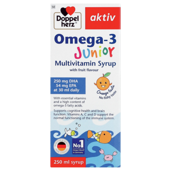 Doppelherz® aktiv Omega-3 Junior Multivitamin Brain, Vision & Immune Support for Growing Children